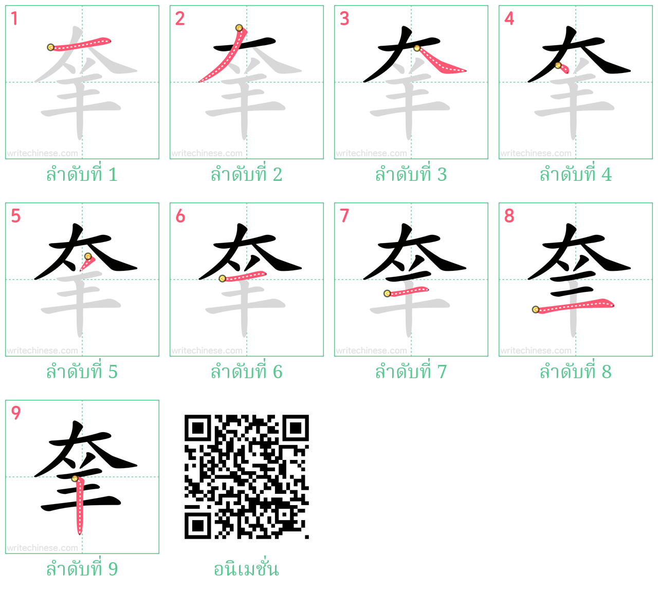 羍 ลำดับการเขียน