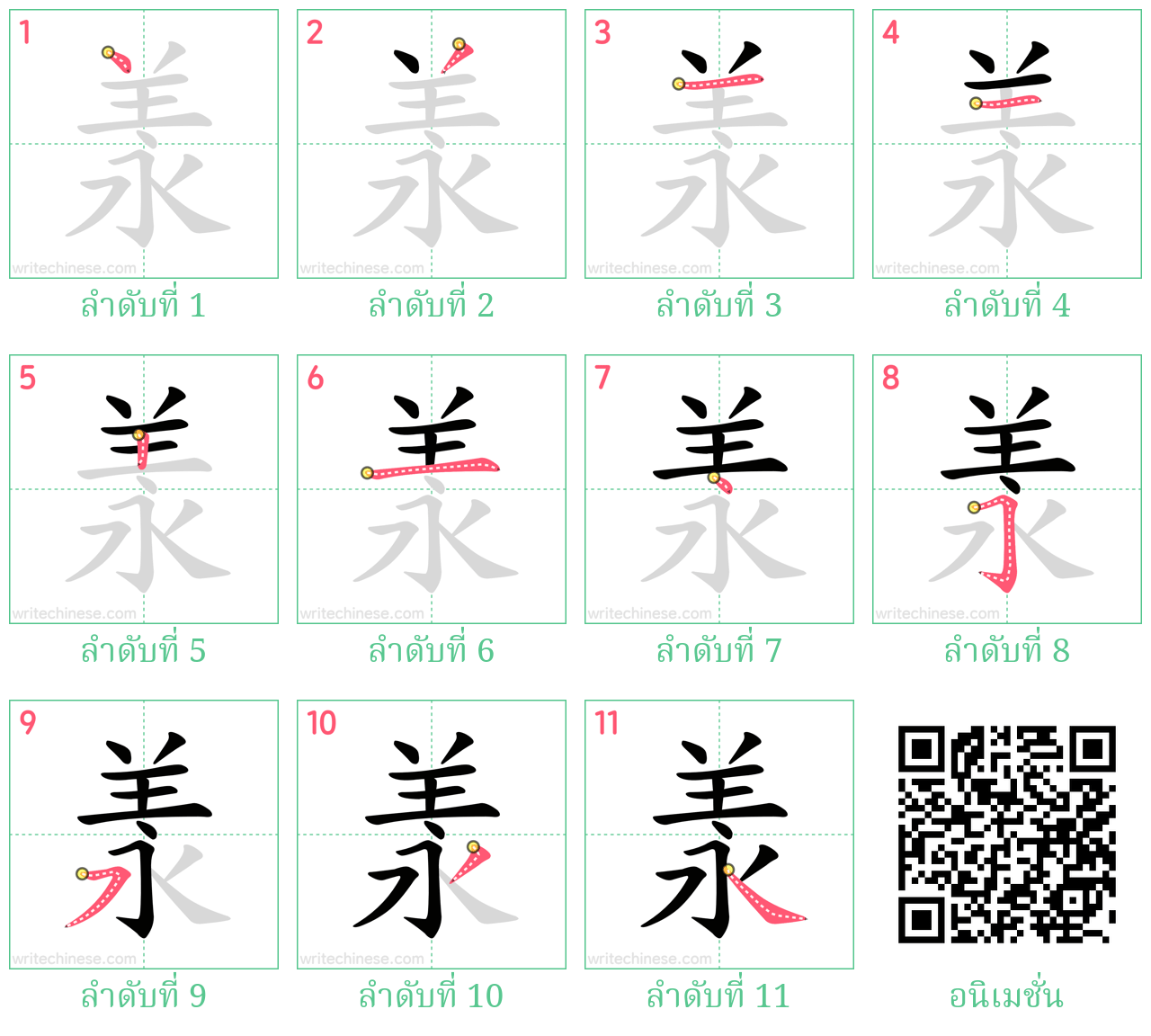 羕 ลำดับการเขียน