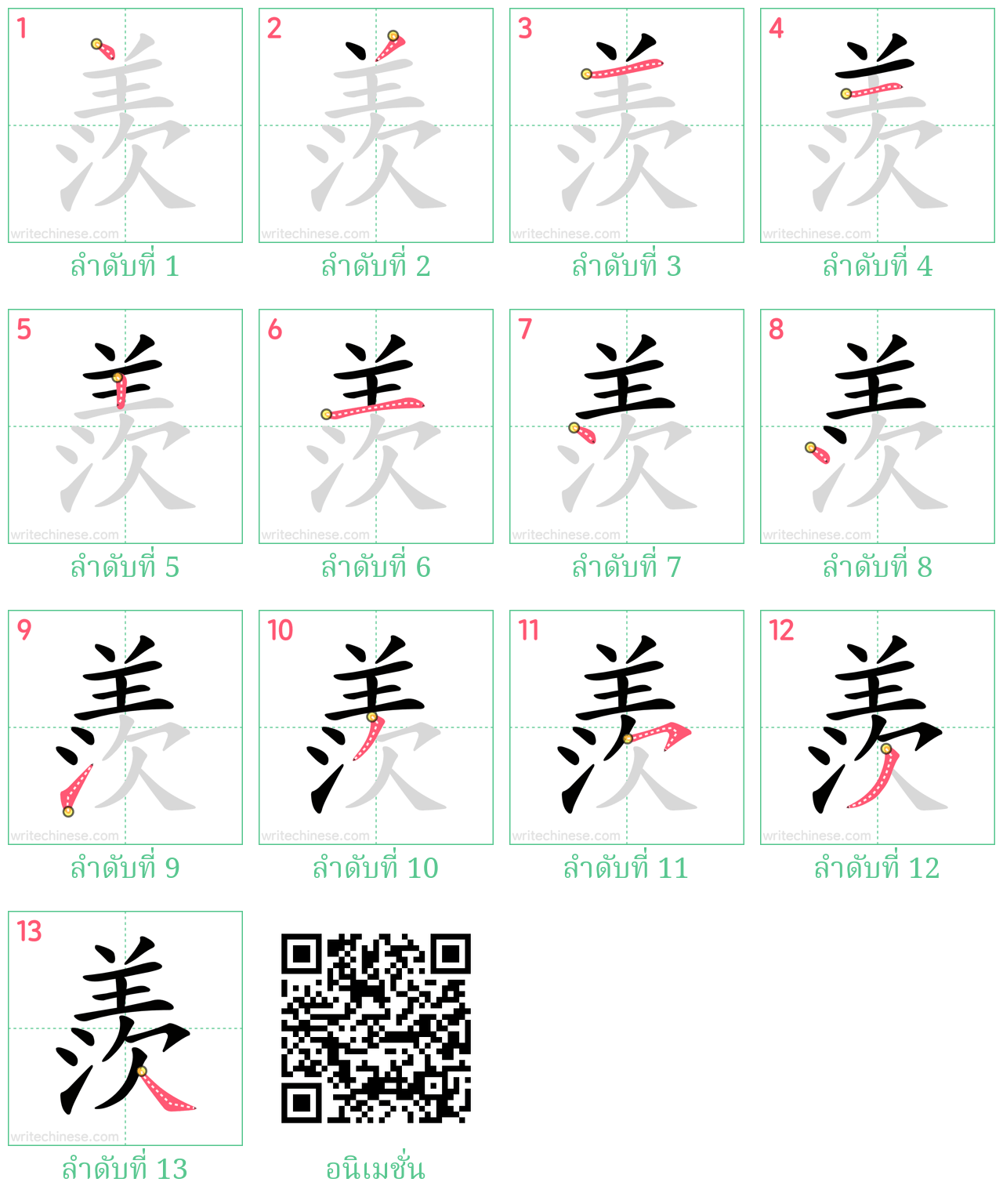 羨 ลำดับการเขียน