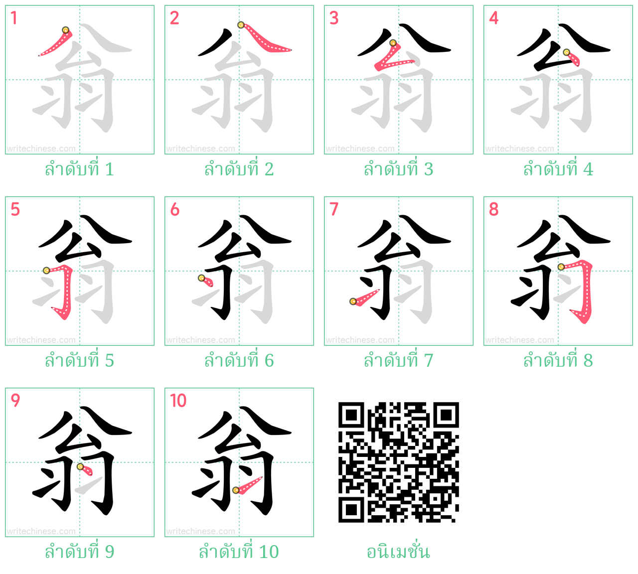 翁 ลำดับการเขียน