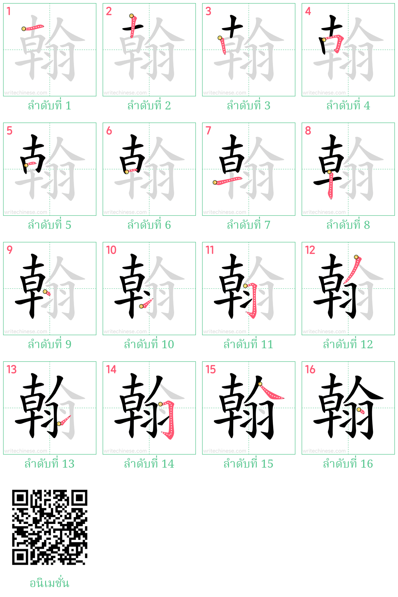 翰 ลำดับการเขียน