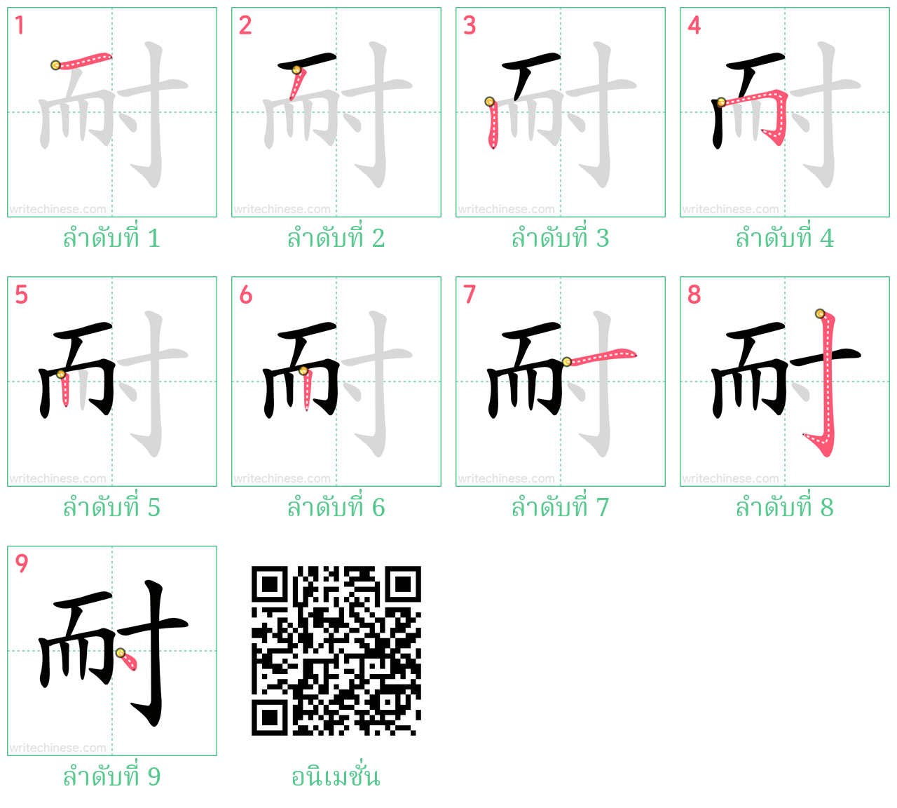 耐 ลำดับการเขียน