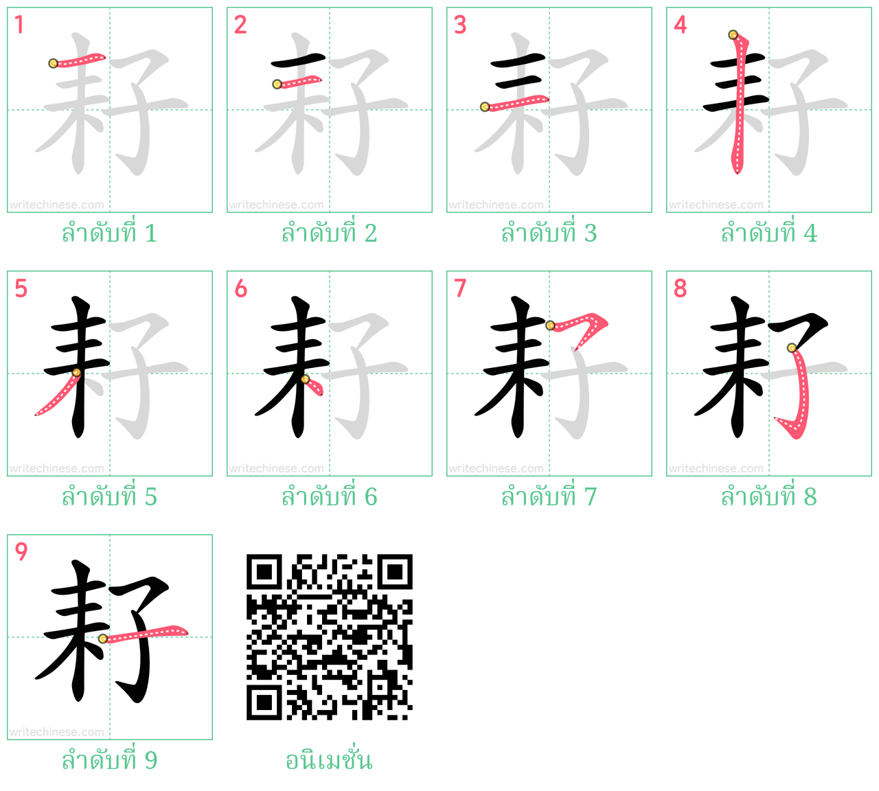 耔 ลำดับการเขียน