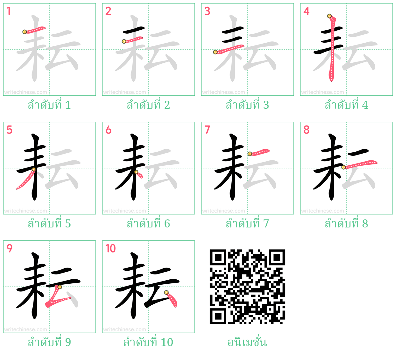 耘 ลำดับการเขียน