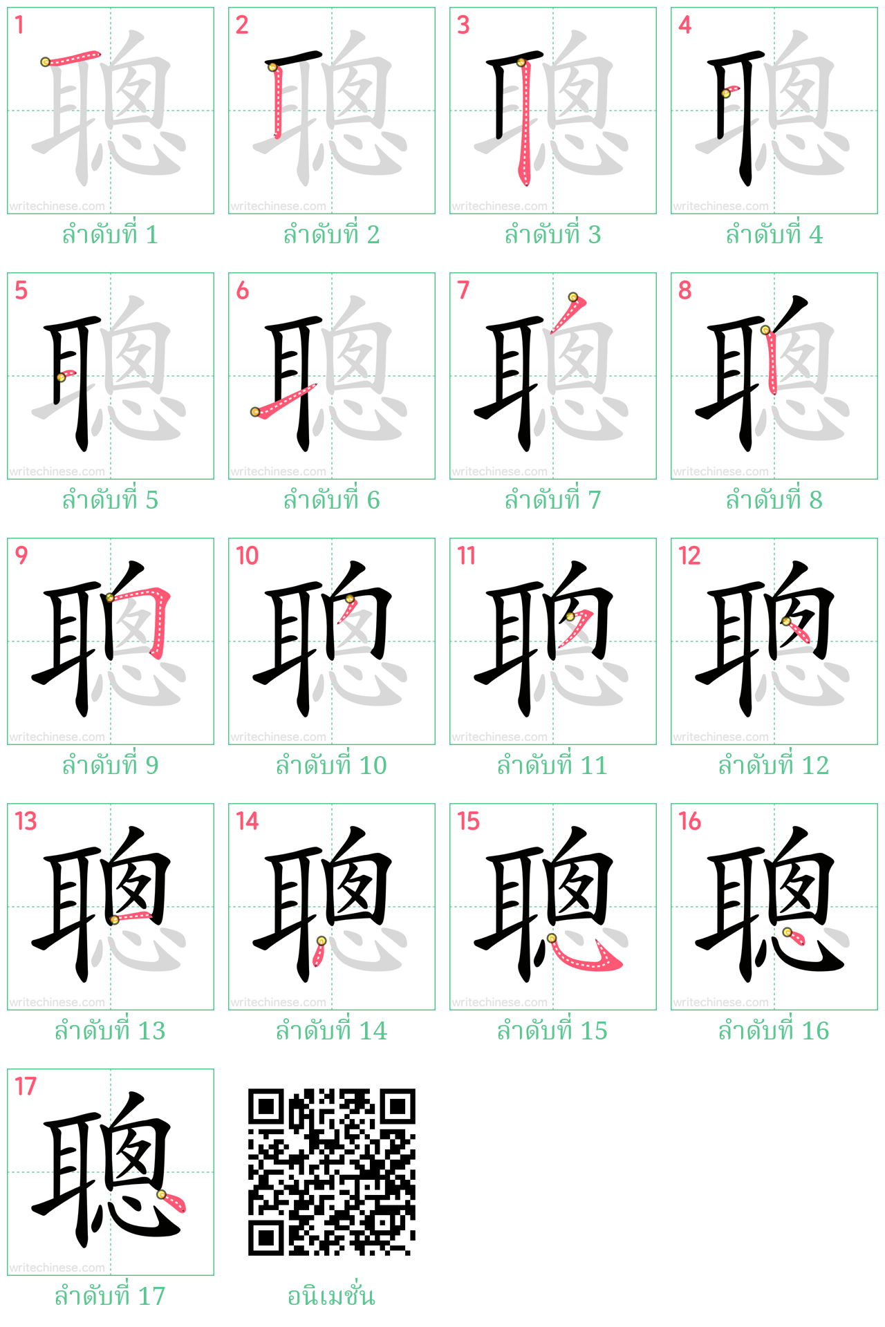 聰 ลำดับการเขียน