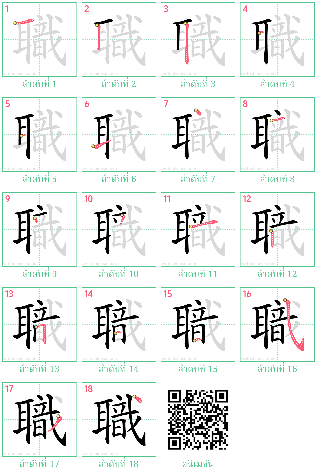 職 ลำดับการเขียน