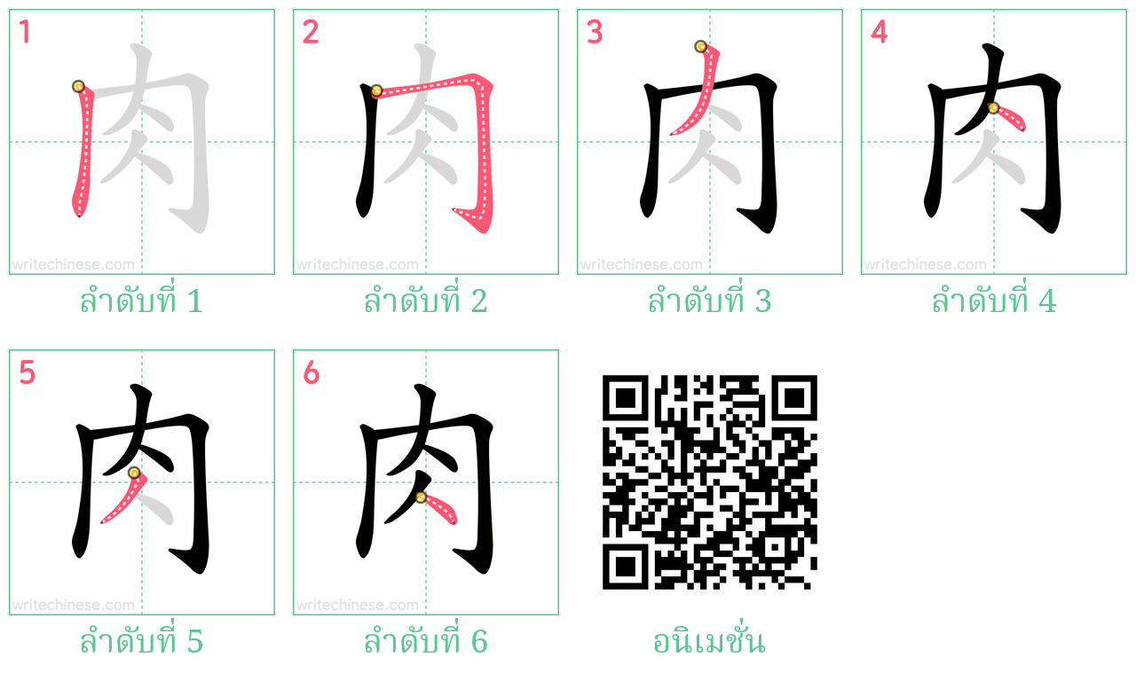 肉 ลำดับการเขียน