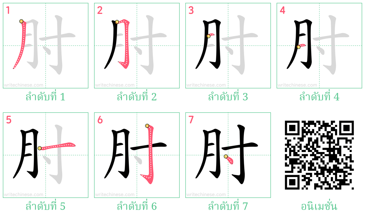 肘 ลำดับการเขียน