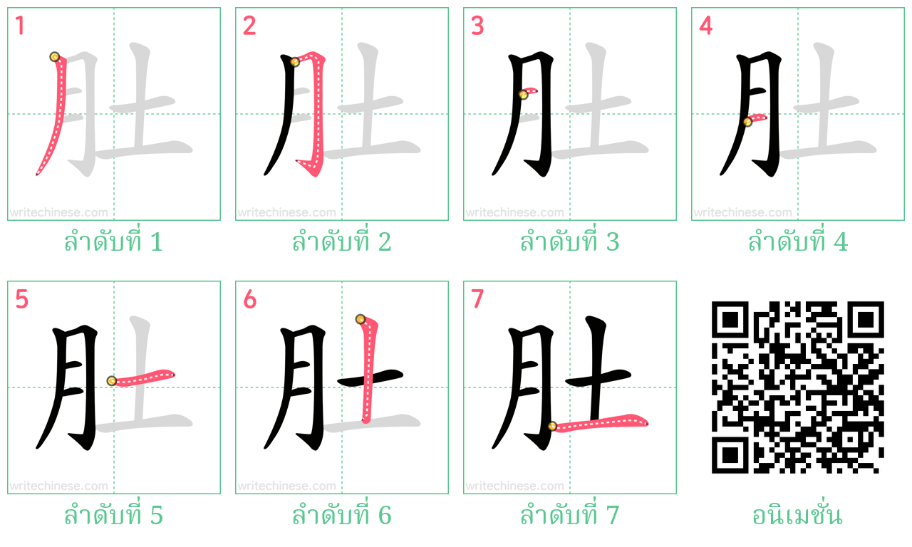 肚 ลำดับการเขียน