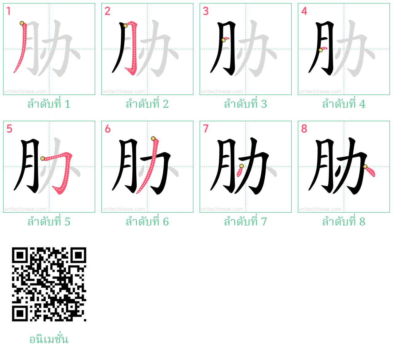 胁 ลำดับการเขียน