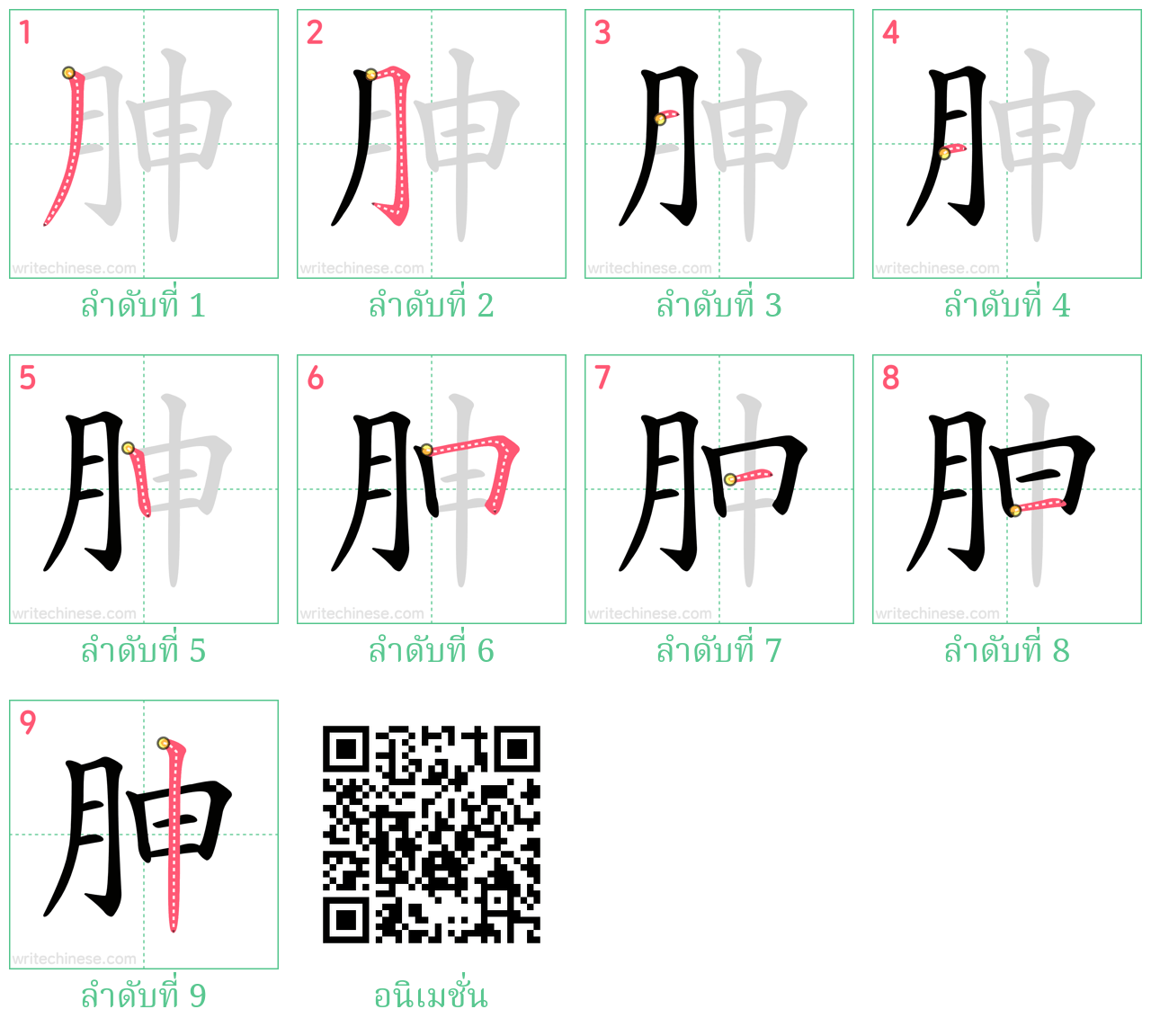 胂 ลำดับการเขียน