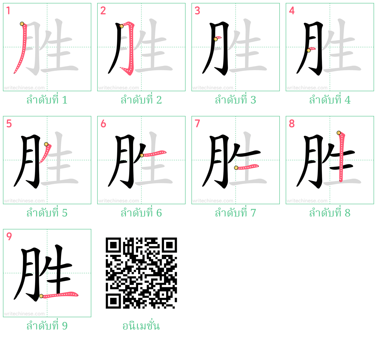 胜 ลำดับการเขียน