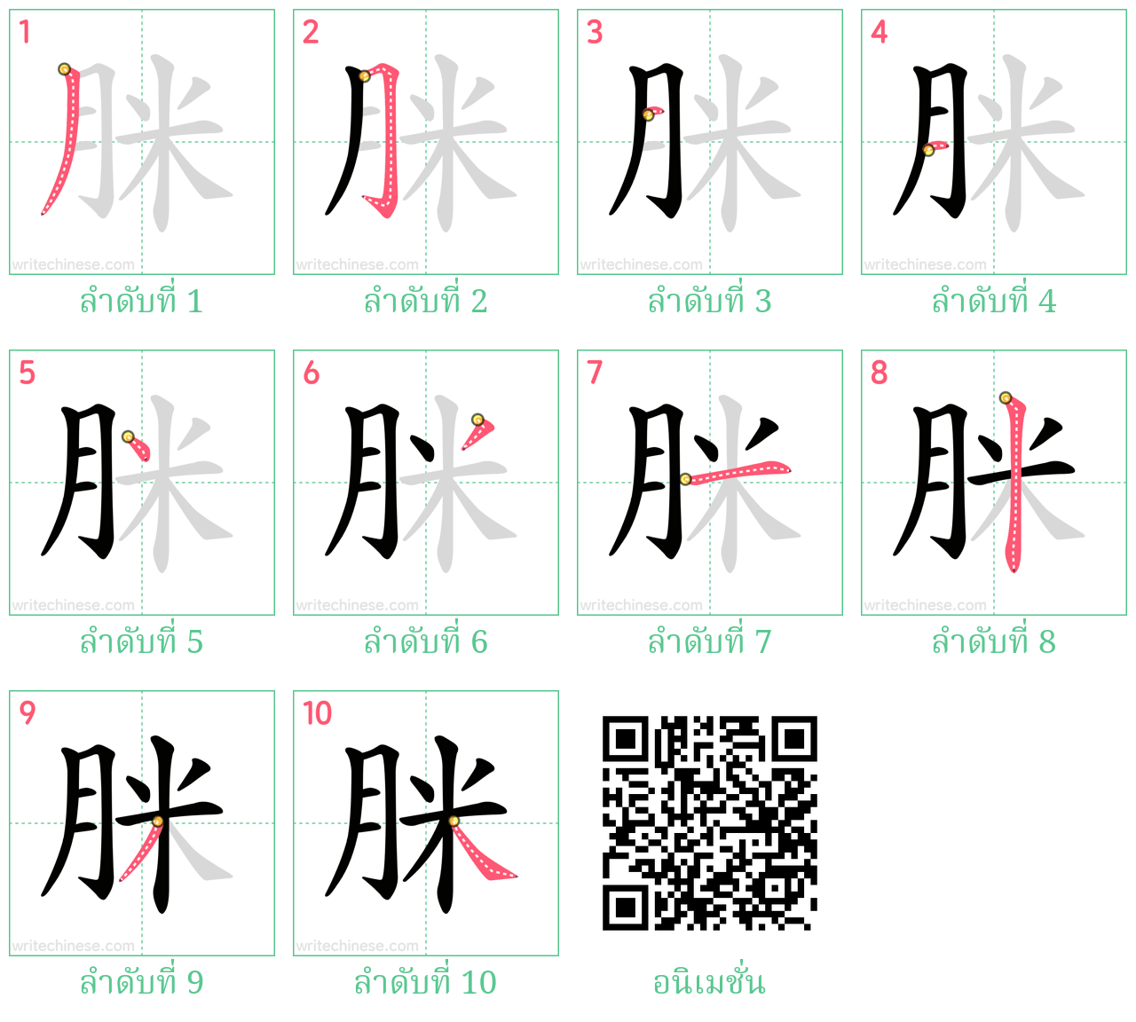 脒 ลำดับการเขียน