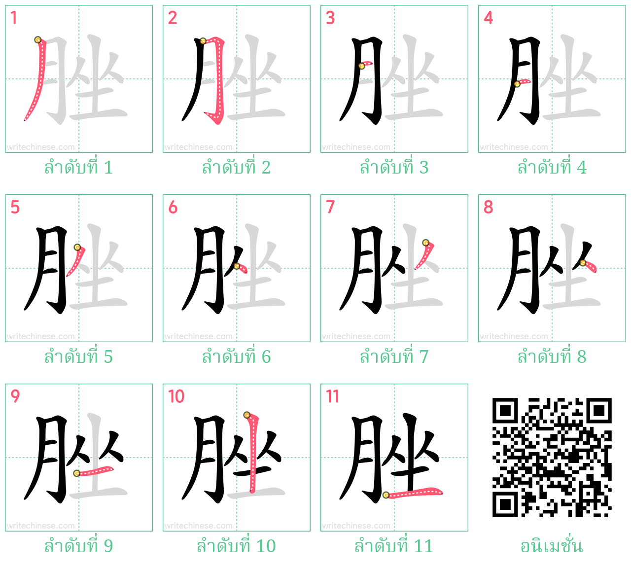 脞 ลำดับการเขียน