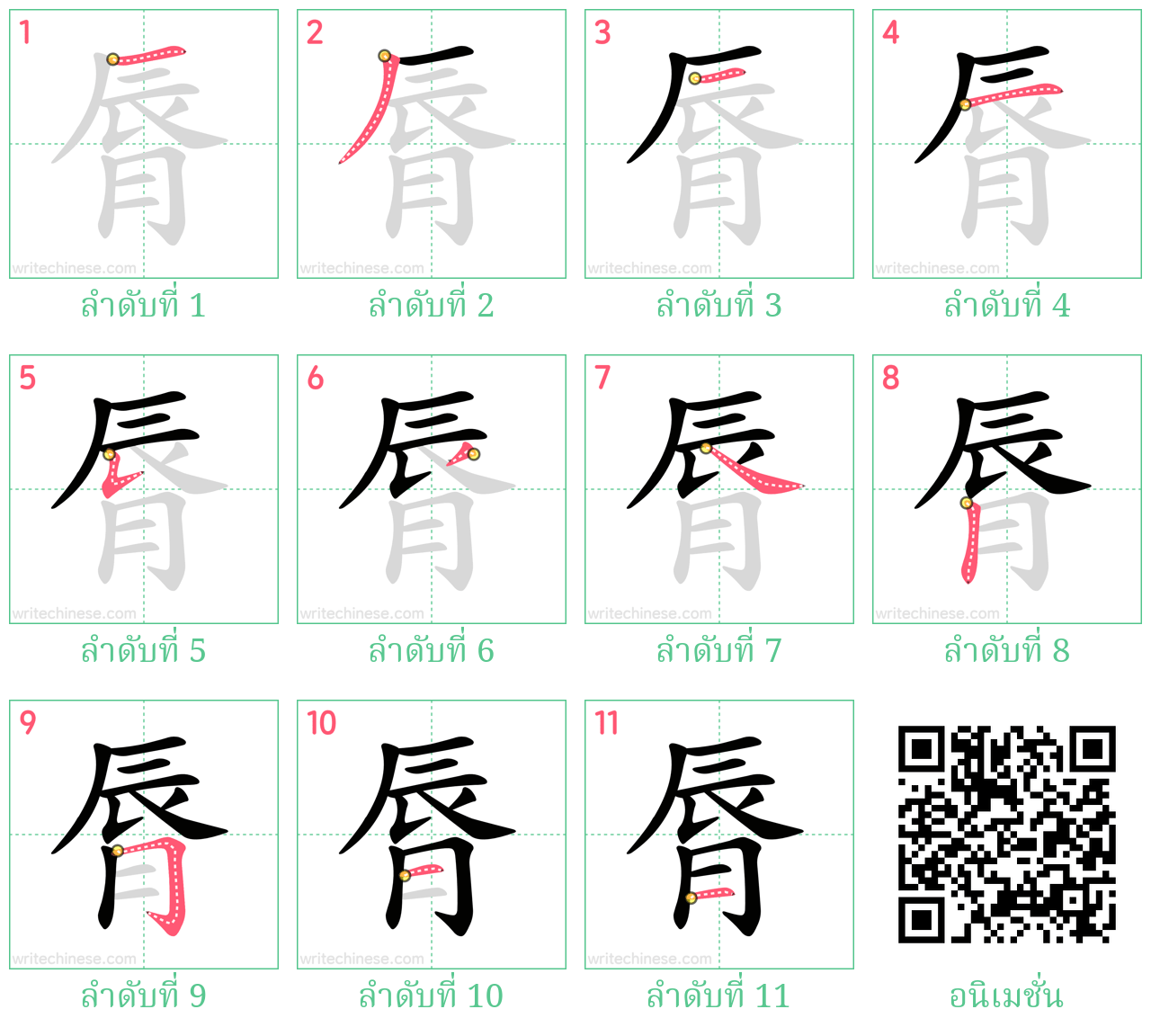 脣 ลำดับการเขียน