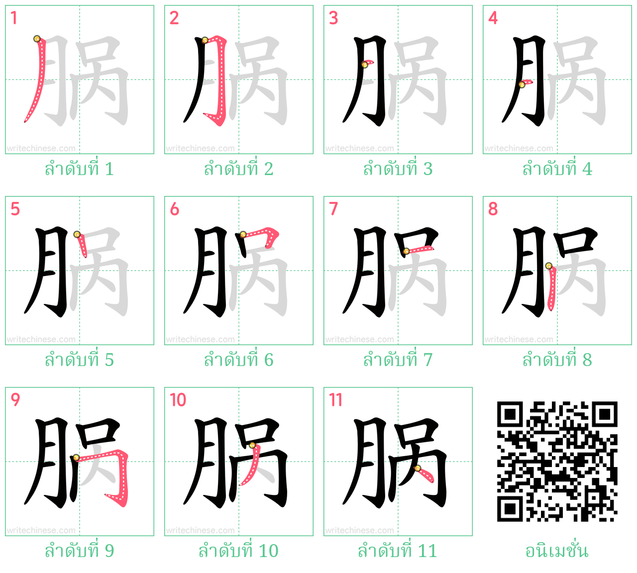 脶 ลำดับการเขียน