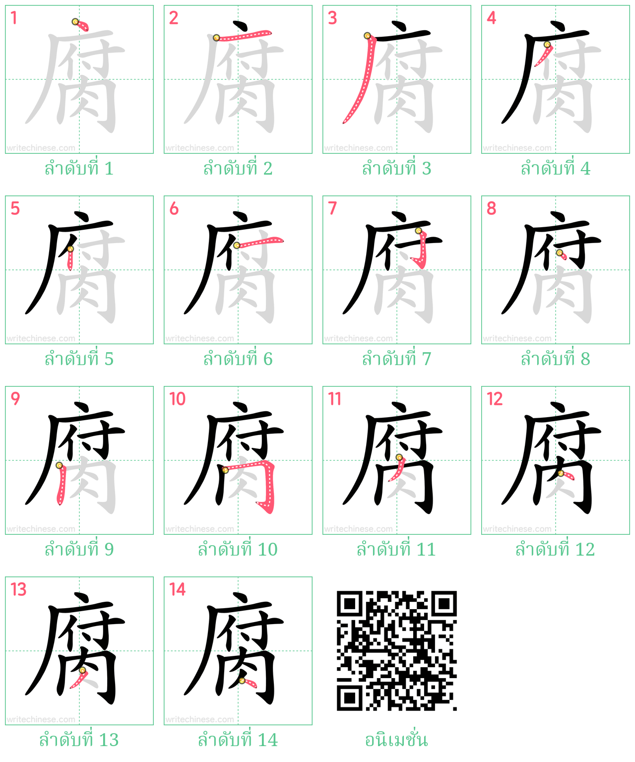 腐 ลำดับการเขียน