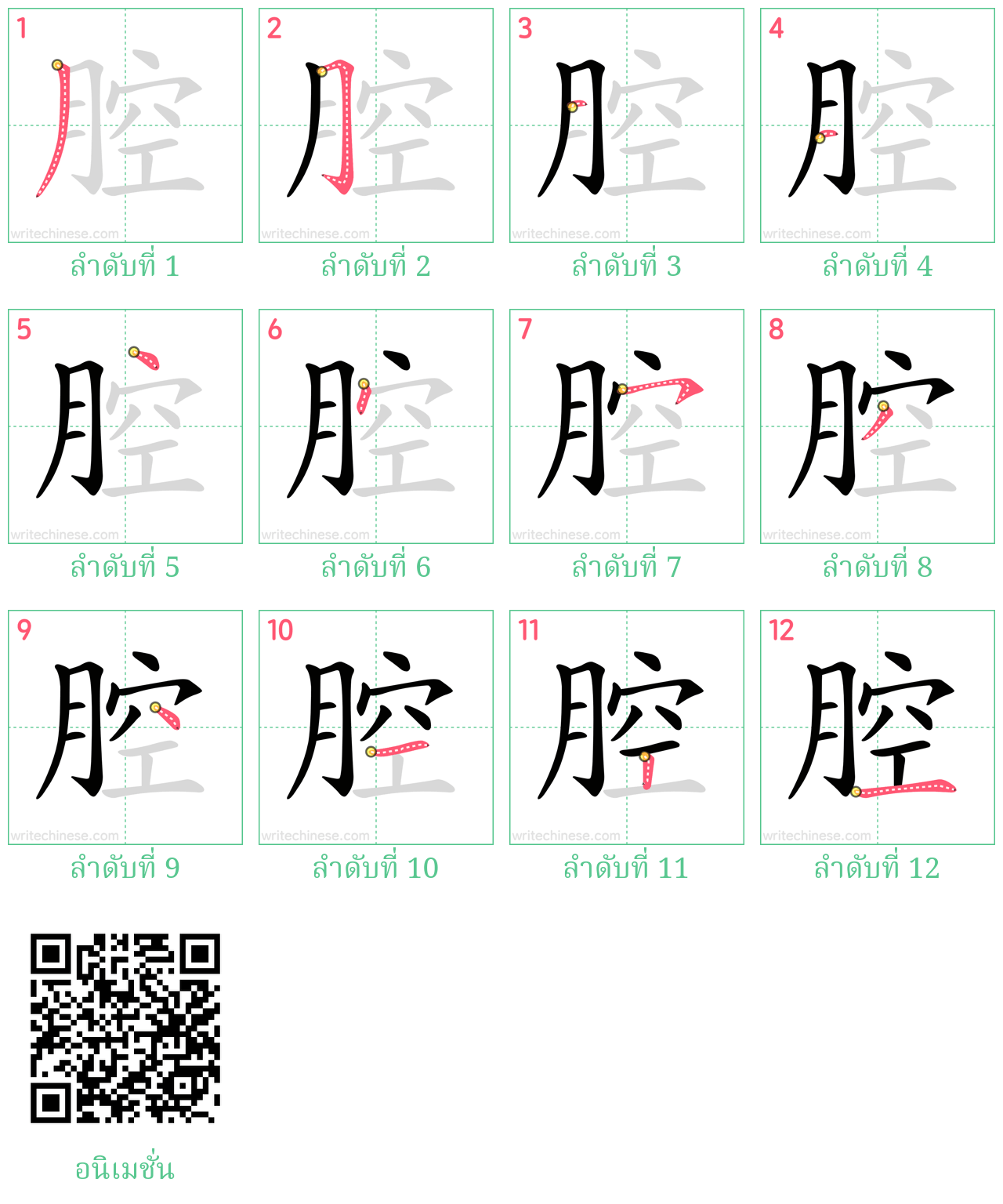 腔 ลำดับการเขียน