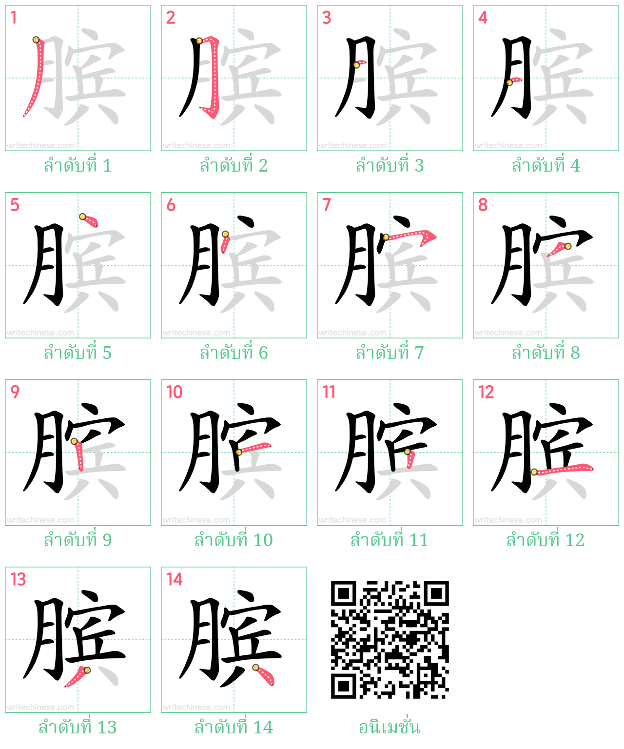 膑 ลำดับการเขียน