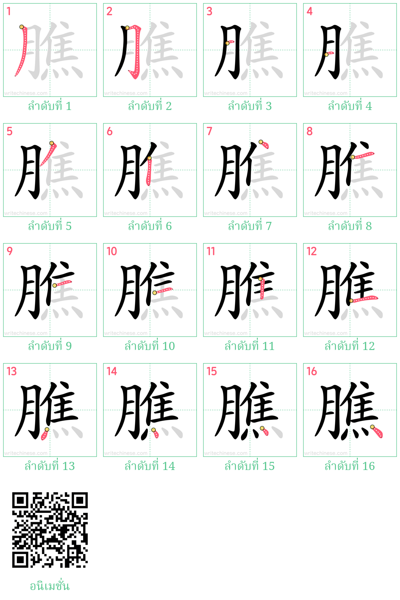 膲 ลำดับการเขียน