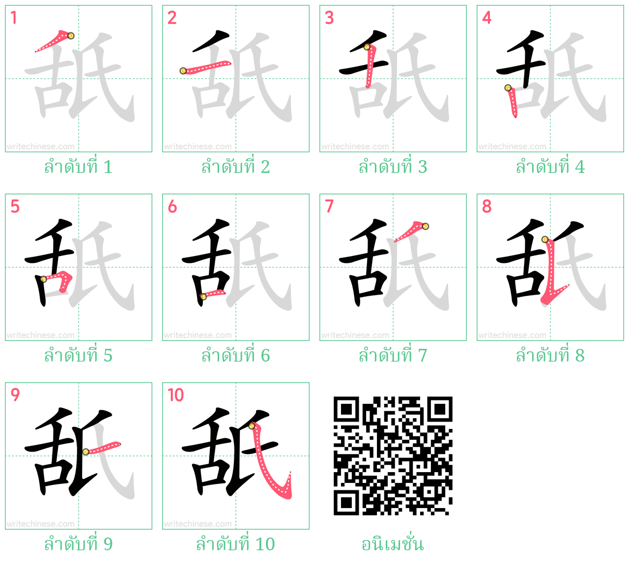 舐 ลำดับการเขียน