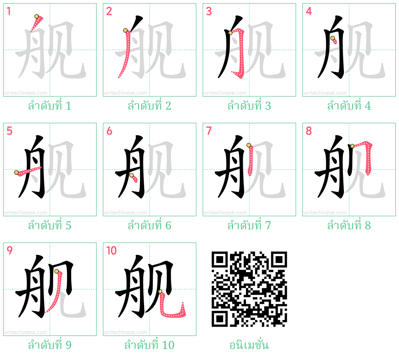 舰 ลำดับการเขียน