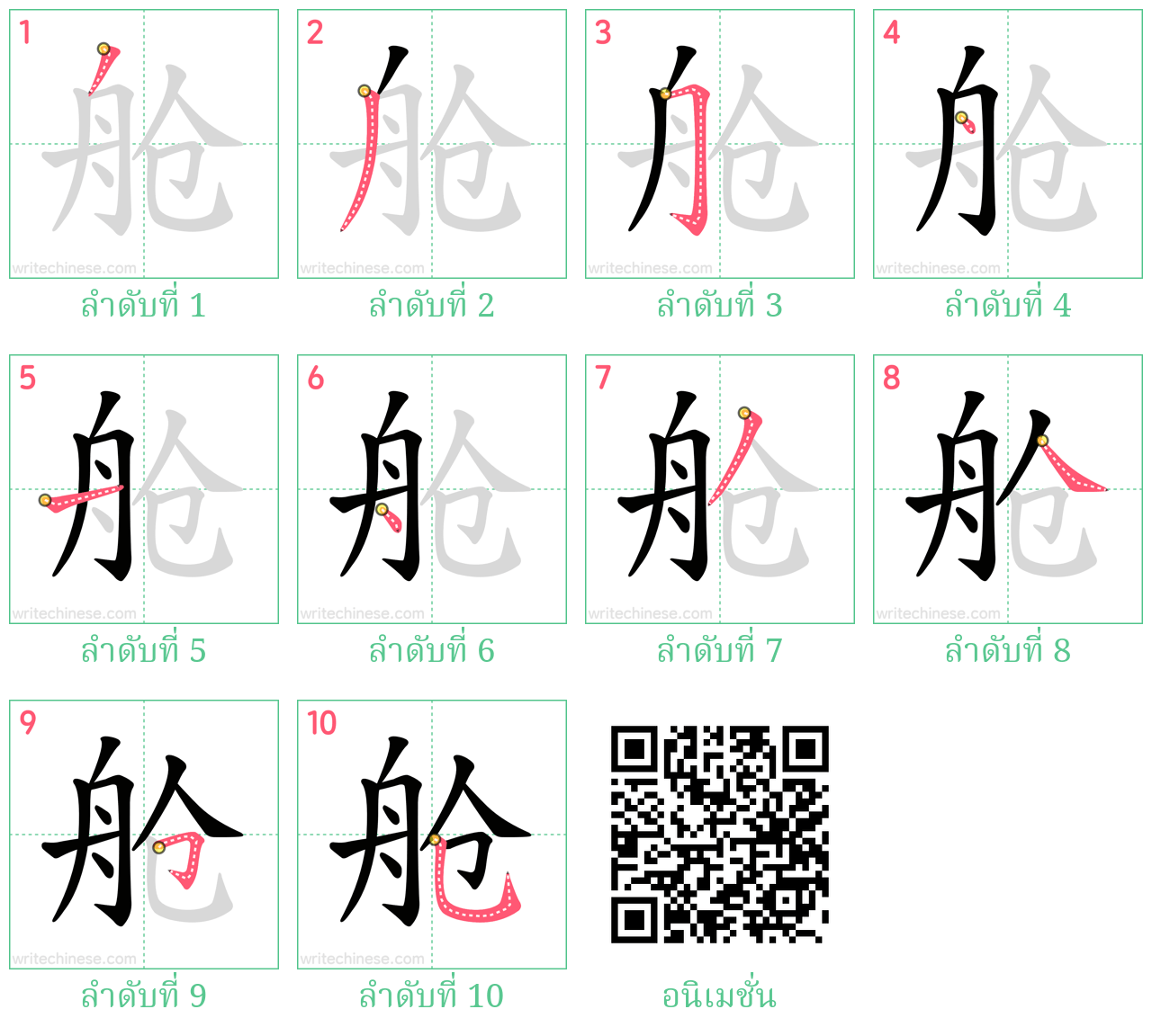 舱 ลำดับการเขียน