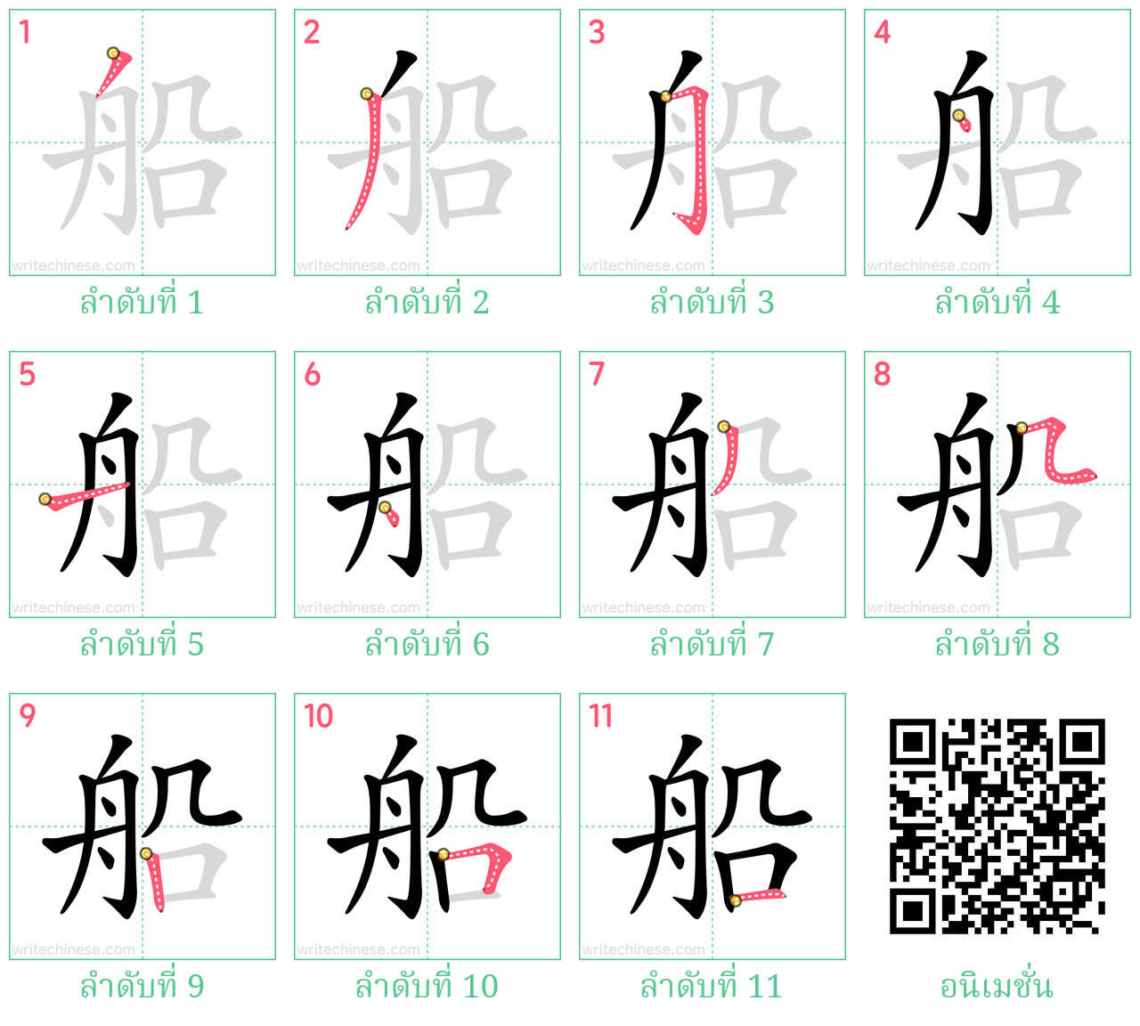 船 ลำดับการเขียน