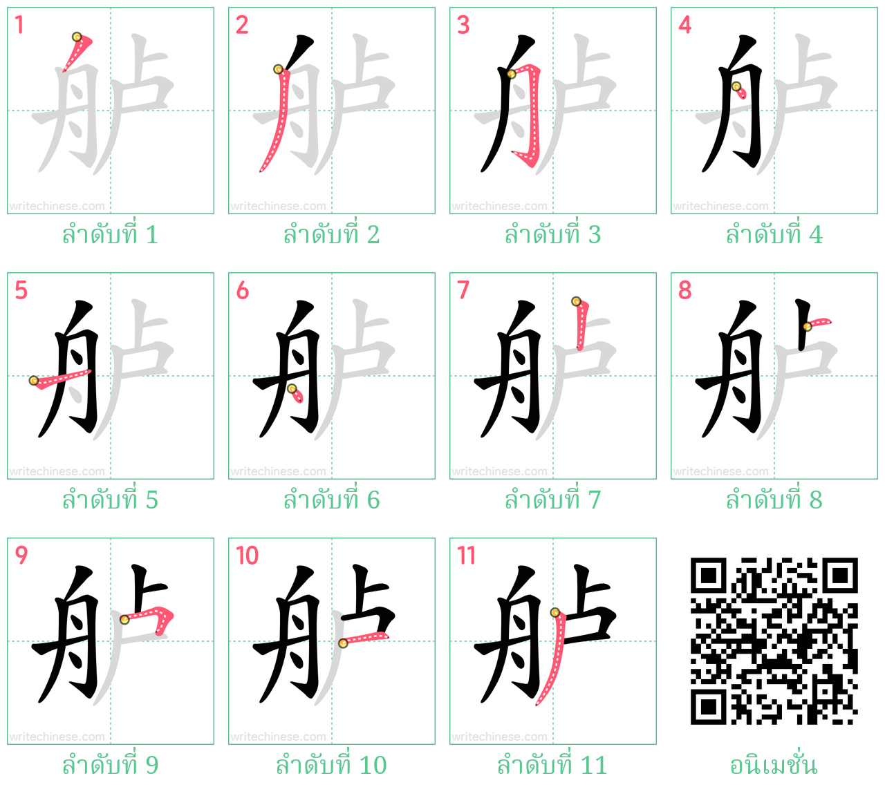 舻 ลำดับการเขียน