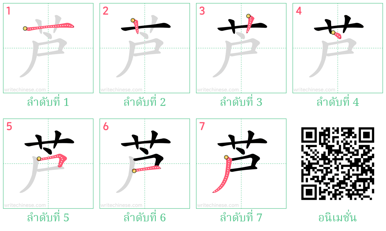 芦 ลำดับการเขียน