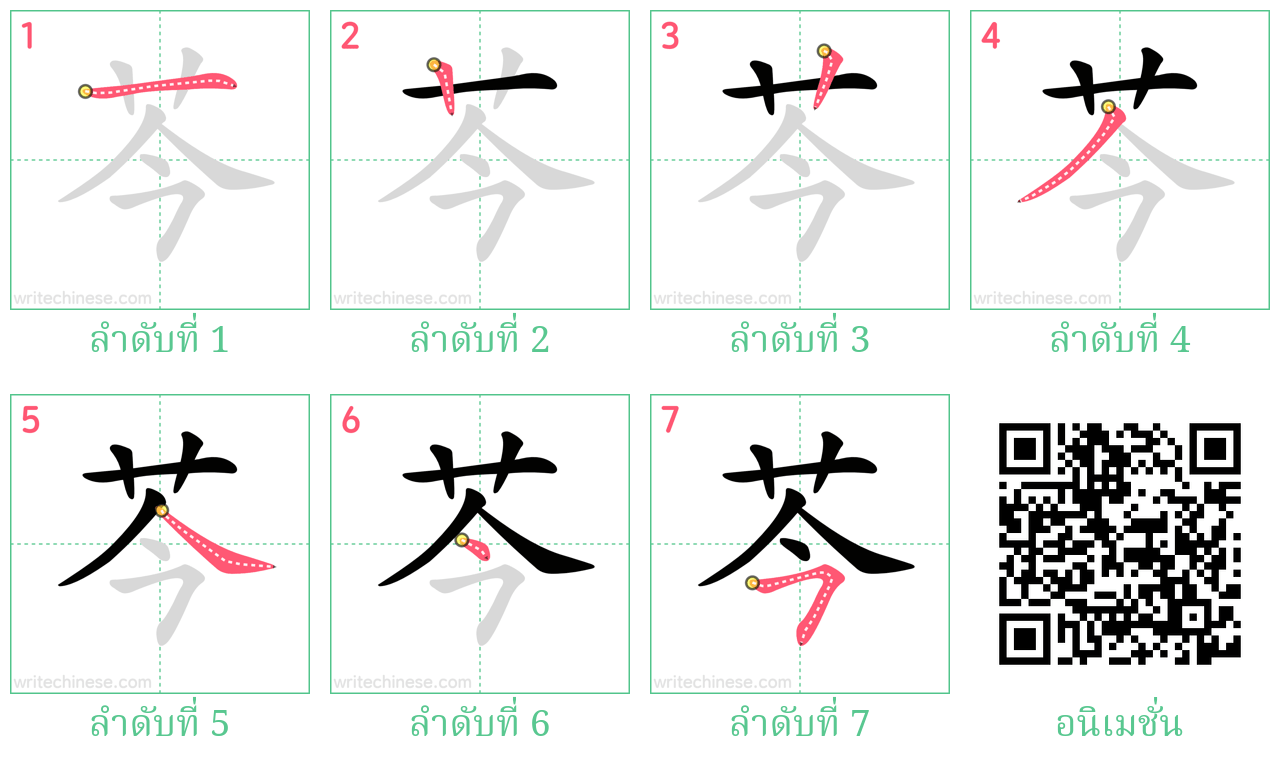 芩 ลำดับการเขียน