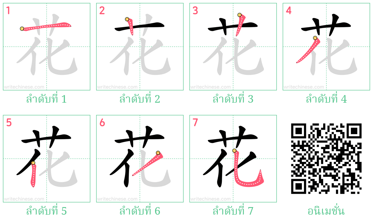 花 ลำดับการเขียน