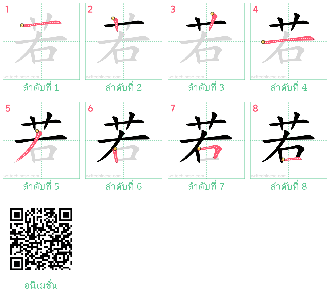 若 ลำดับการเขียน