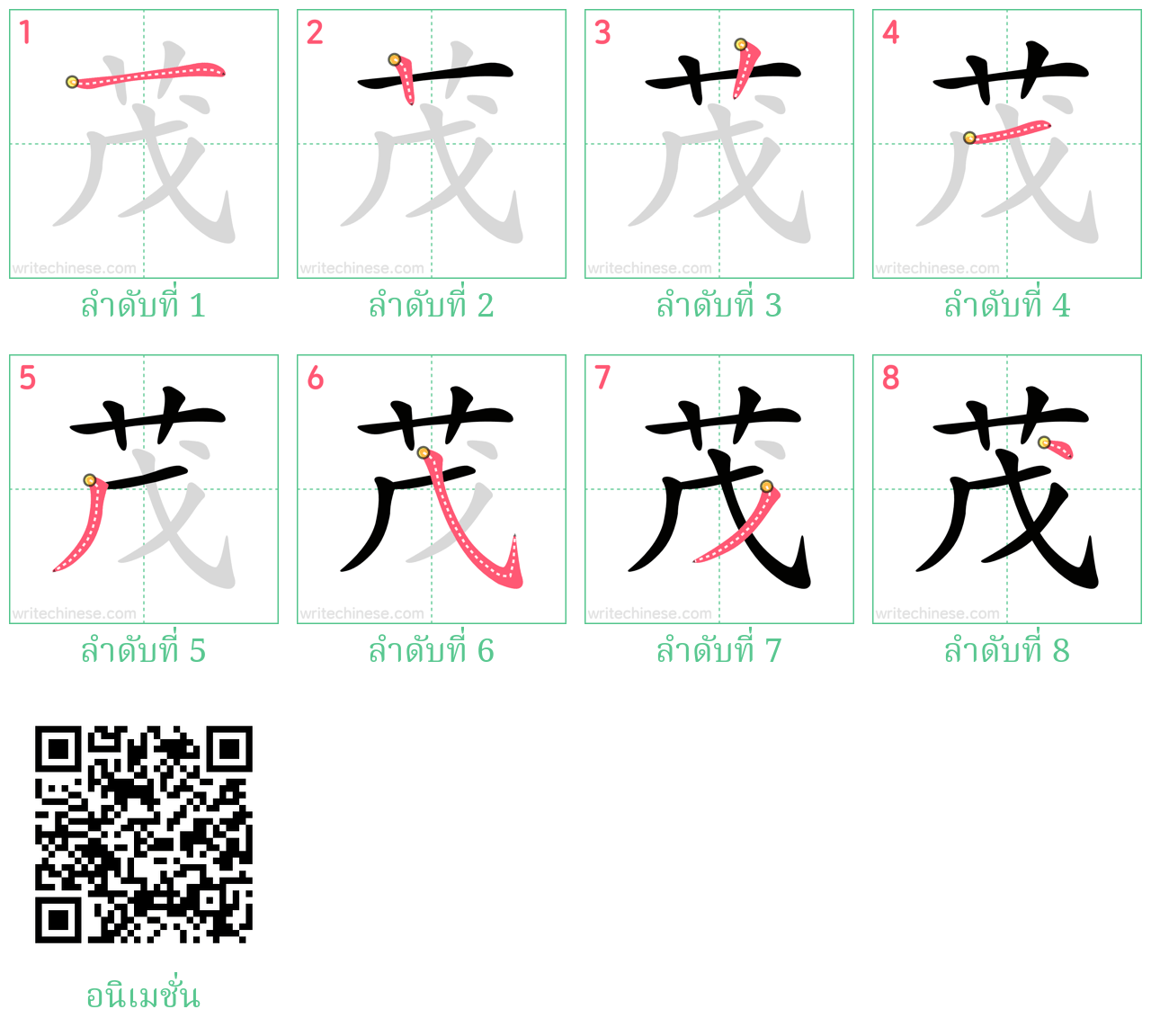 茂 ลำดับการเขียน