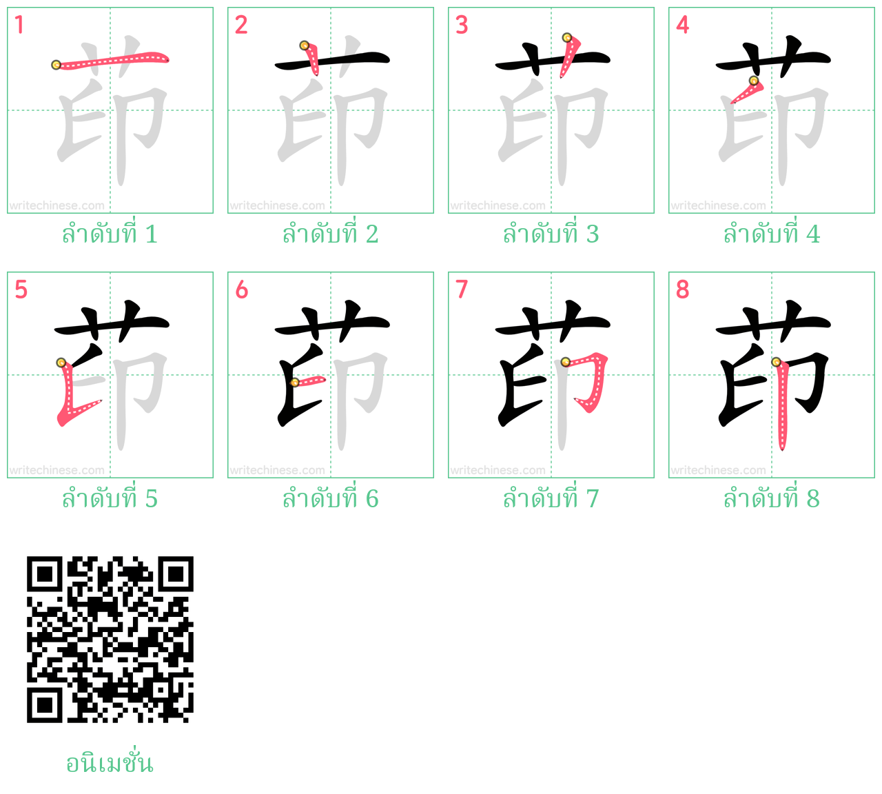 茚 ลำดับการเขียน