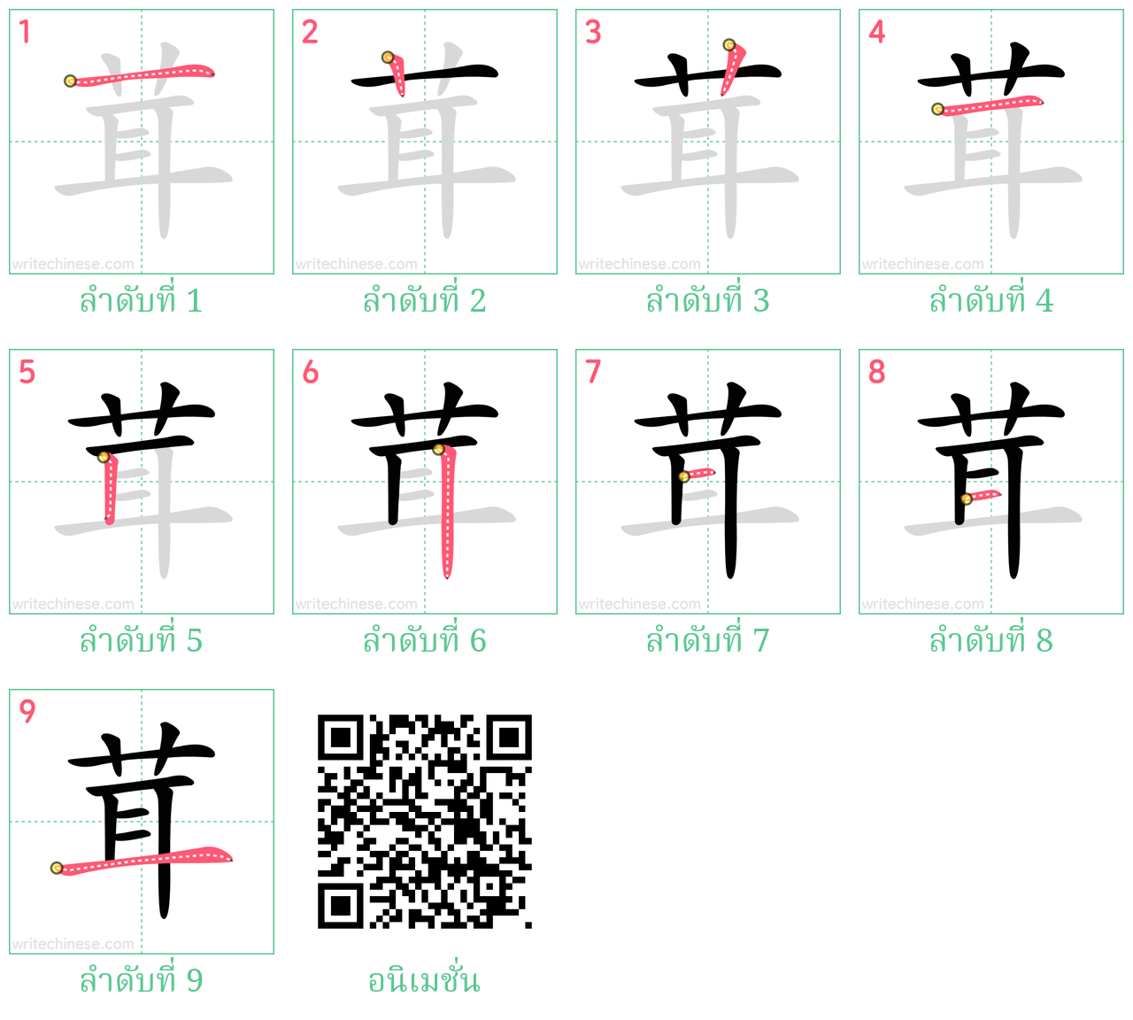 茸 ลำดับการเขียน