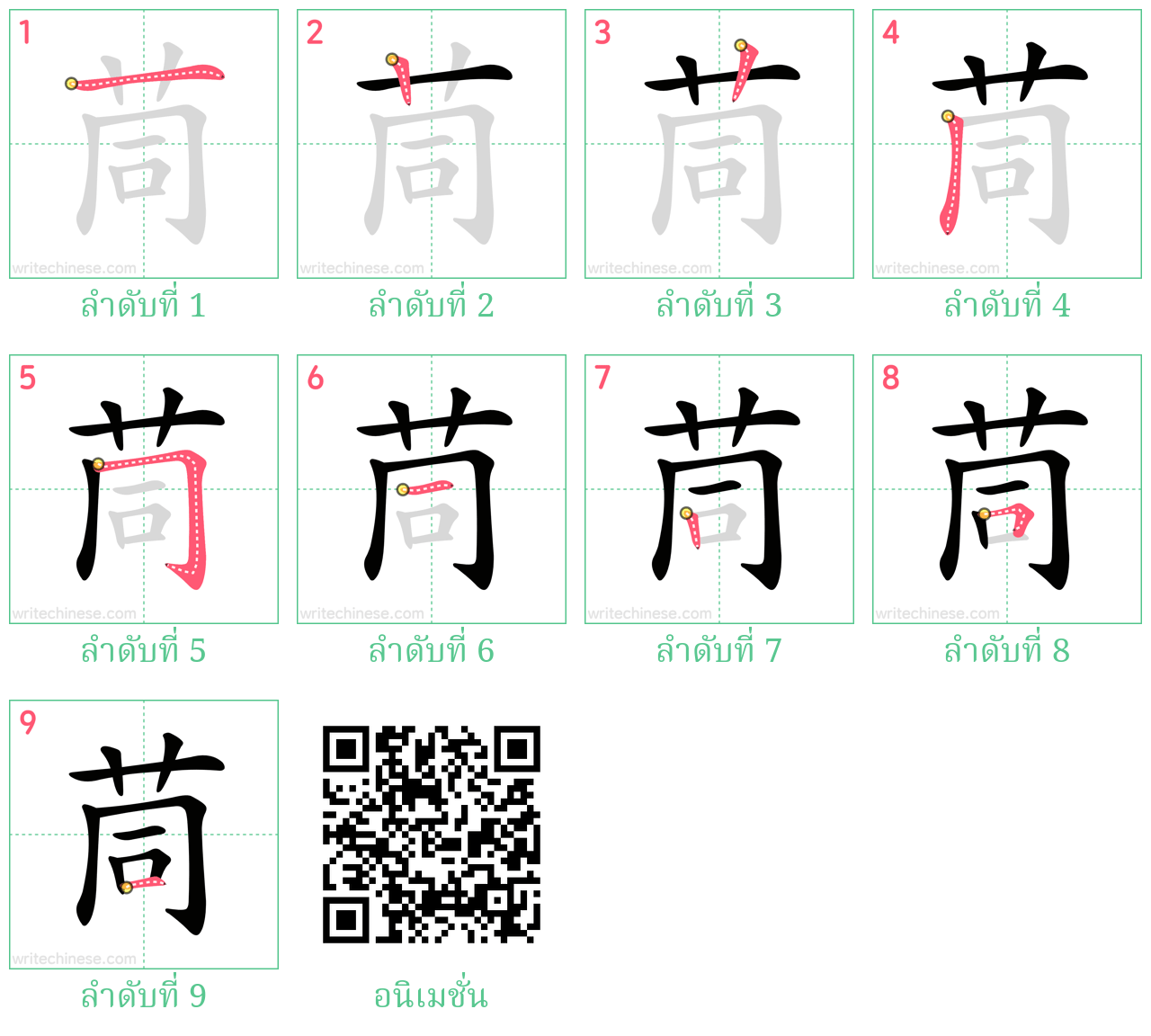 茼 ลำดับการเขียน