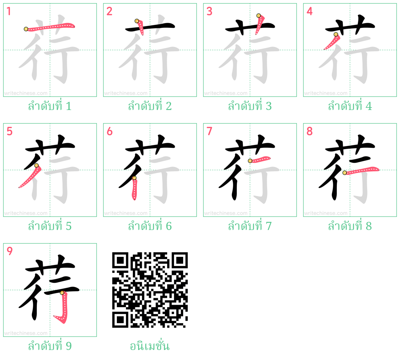 荇 ลำดับการเขียน