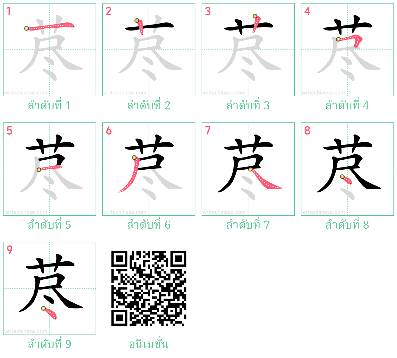 荩 ลำดับการเขียน