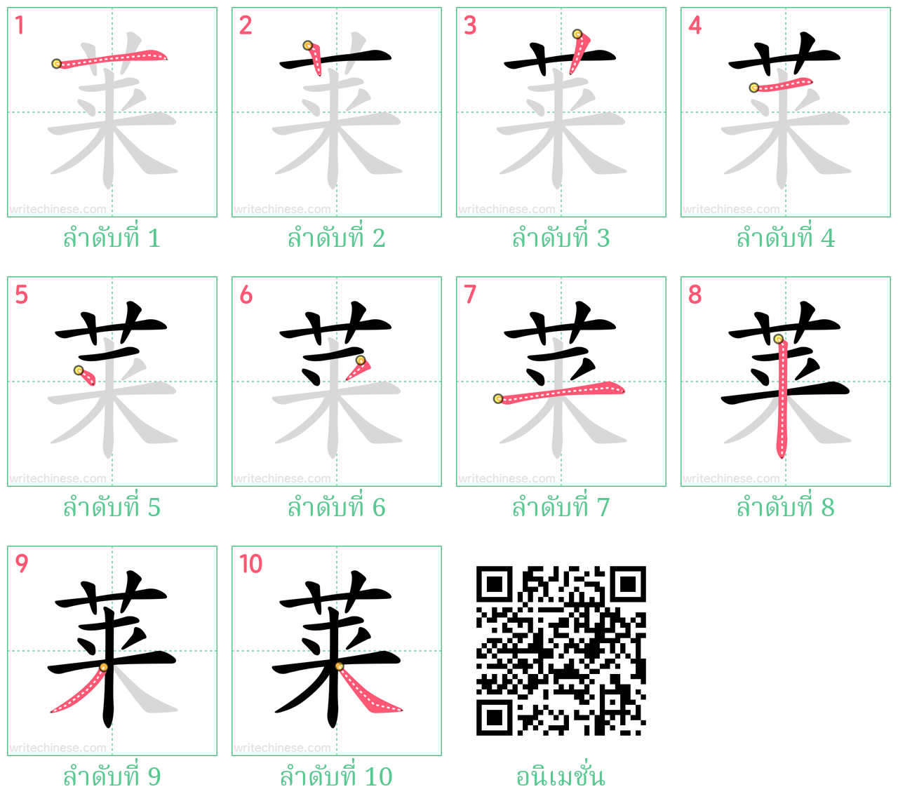 莱 ลำดับการเขียน