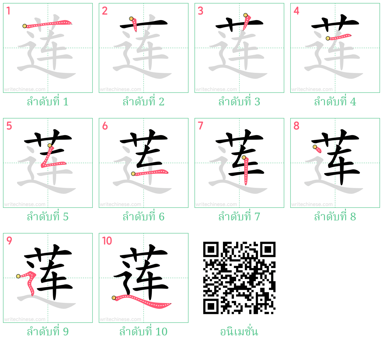 莲 ลำดับการเขียน