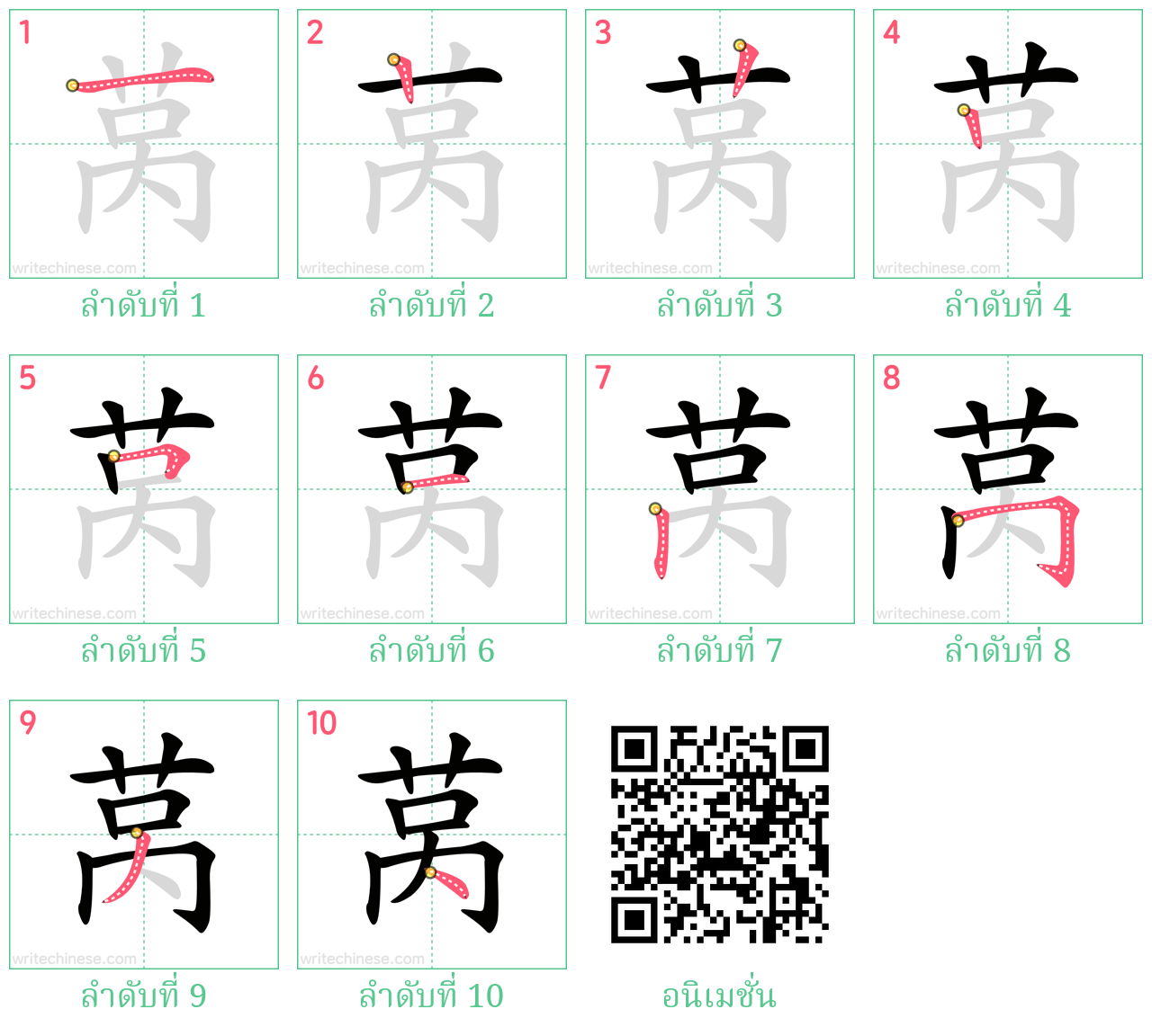 莴 ลำดับการเขียน