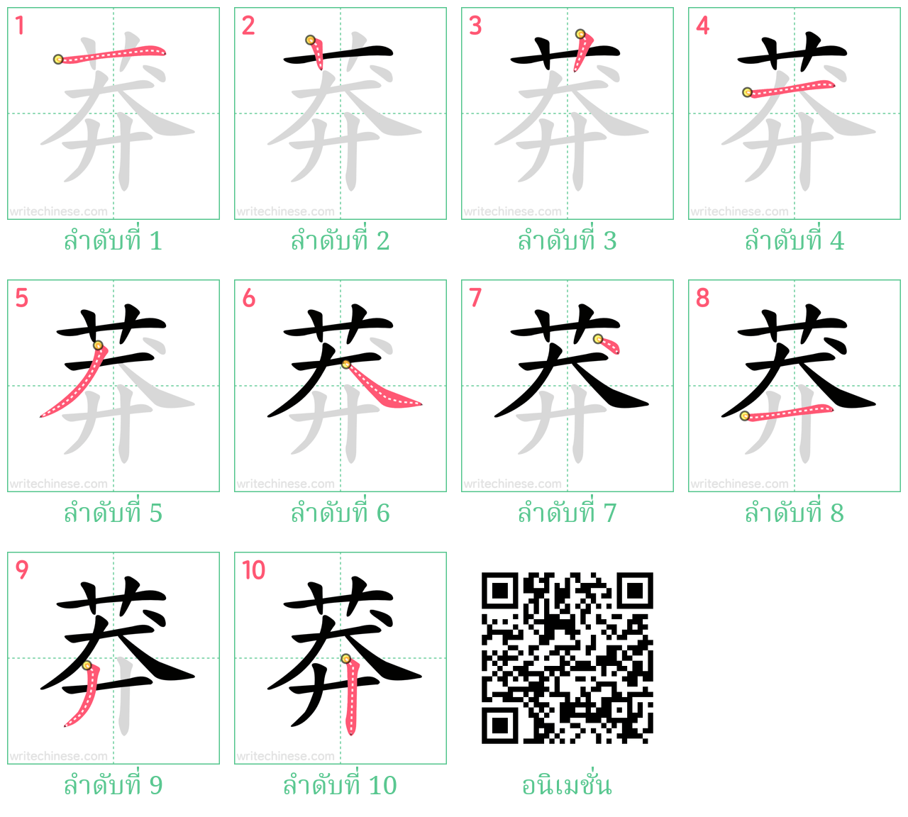 莽 ลำดับการเขียน