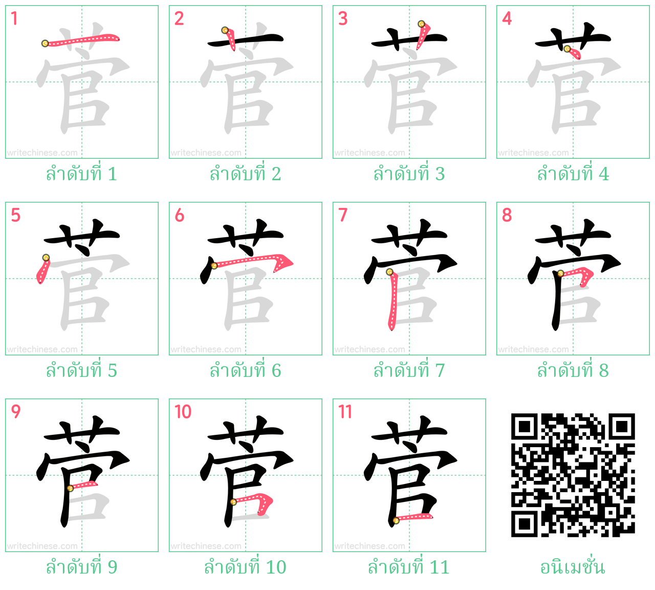 菅 ลำดับการเขียน