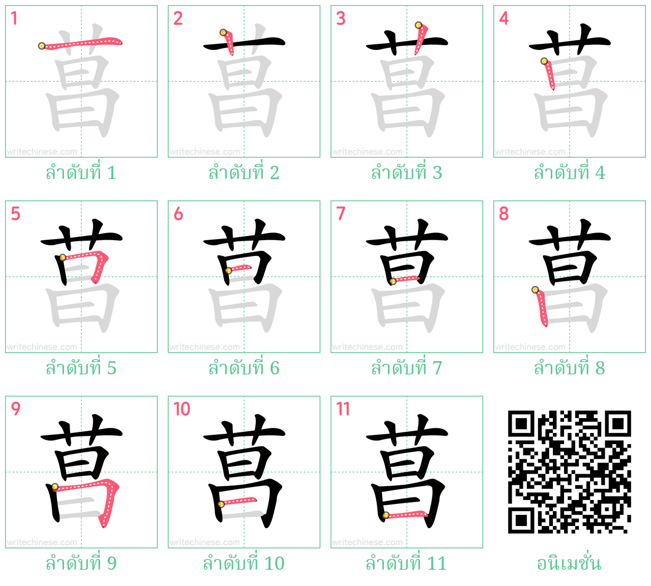 菖 ลำดับการเขียน