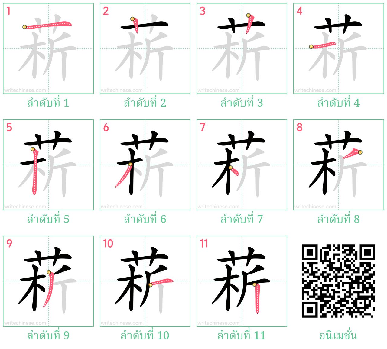 菥 ลำดับการเขียน