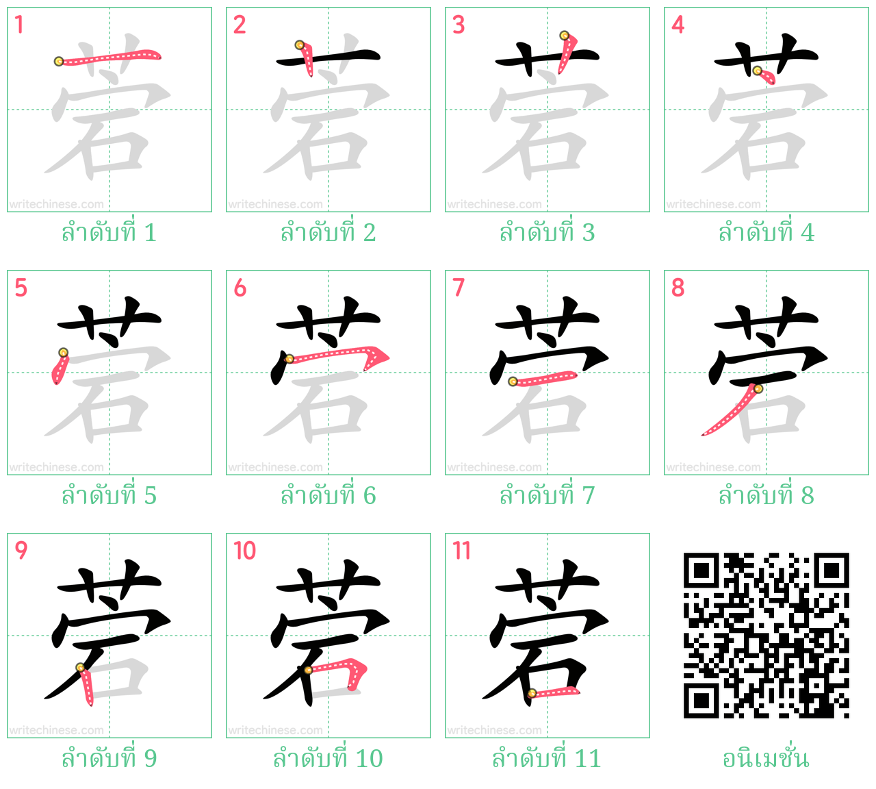 菪 ลำดับการเขียน