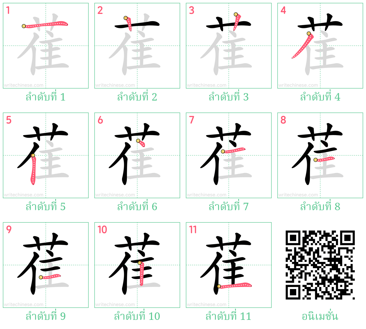 萑 ลำดับการเขียน