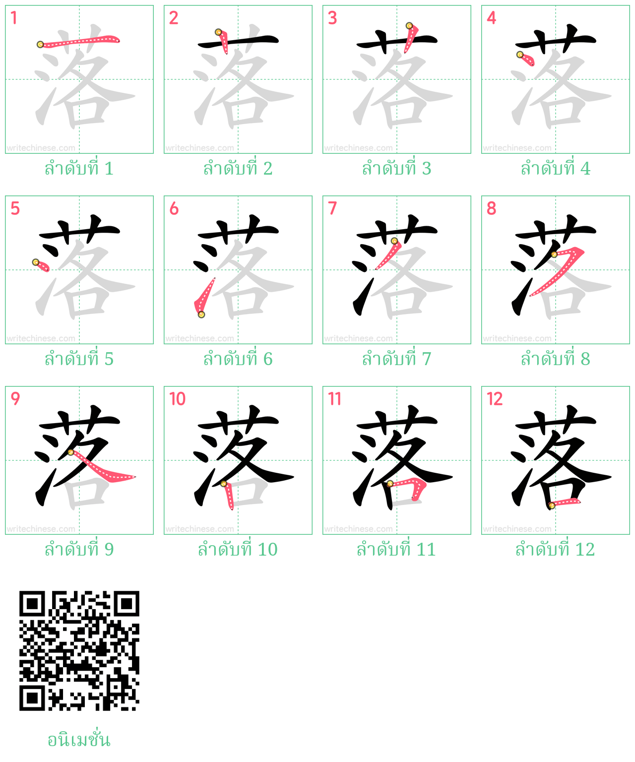 落 ลำดับการเขียน