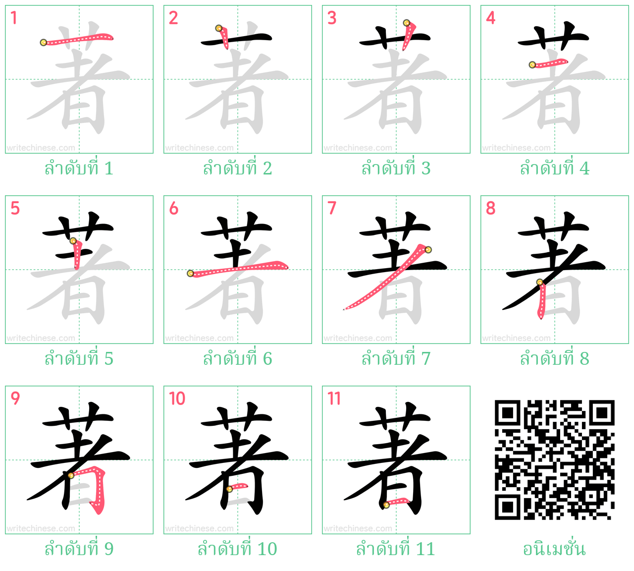 著 ลำดับการเขียน